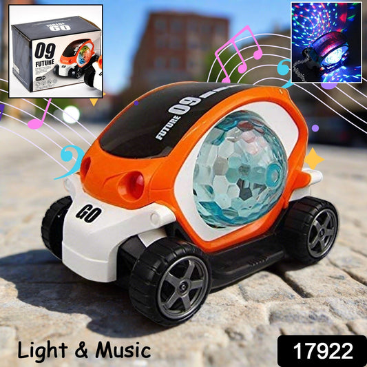 360° Rotating Stunt Car Toy with 4D Lights & Music – Bump & Go Action