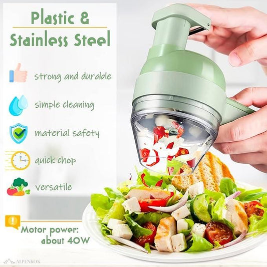 4-in-1 Electric Handheld Food Chopper & Vegetable Cutter | Multifunction Slicer & Cooking Hammer