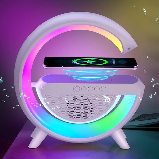 3-in-1 LED Night Lamp with Bluetooth Speaker & Wireless Charger – Mood Light & Music Companion